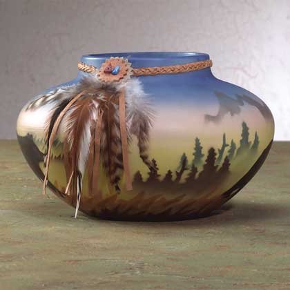 Southwestern Vase with Bear