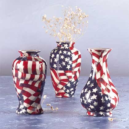 Mini American Flag Patchwork Vases