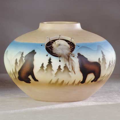 Southwest Vase with Faux Windcatcher