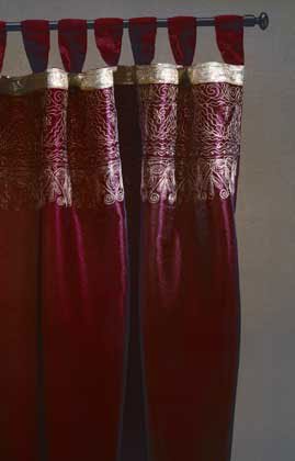 Burgundy Gold Trim Curtain