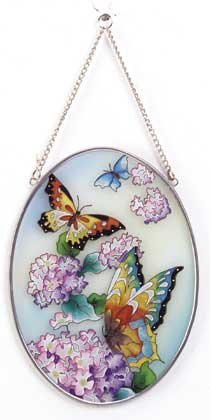 Art Glass Flower, Butterfly Suncatcher
