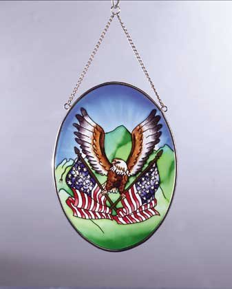 Art Glass Eagle, Flag Suncatcher