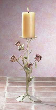 Painted Metal Roses Candle Holder