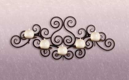 Wrought Iron Swirl Wall 5-Candle Holder
