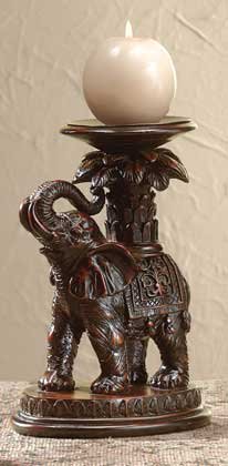 Elephant and Palm Tree Candle Holder