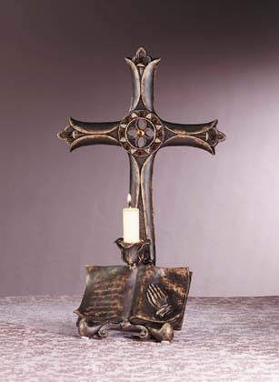 Book and Cross Candle Holder