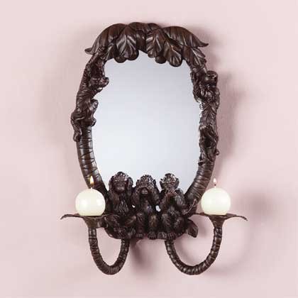 Monkey and Palm Tree Wall Mirror-Sconce