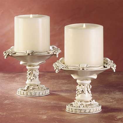 Ivory Finish Grapevine Candle Holders