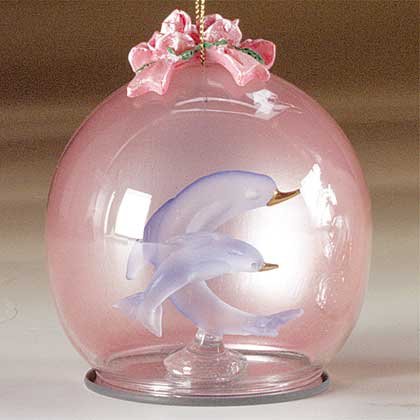 Glass Christmas Ornament "Dolphins"
