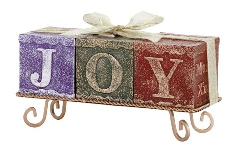 Christmas "Joy" Candles With Gold Stand