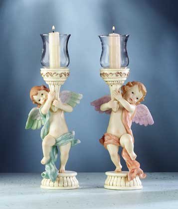 Cherub Votive Holders Pair