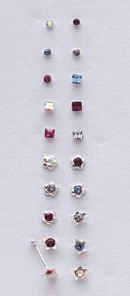 Sterling Silver and Rhinestone Nose Pins