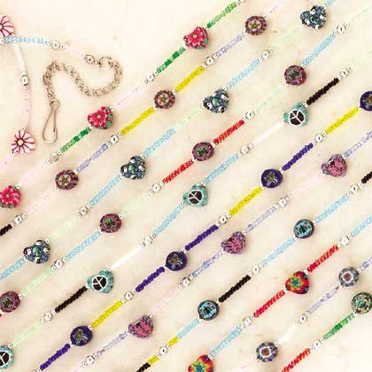 Fimo Bead Choker With 5 Pendants