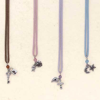 Faux Leather Necklaces with Nickel Plated Pendants