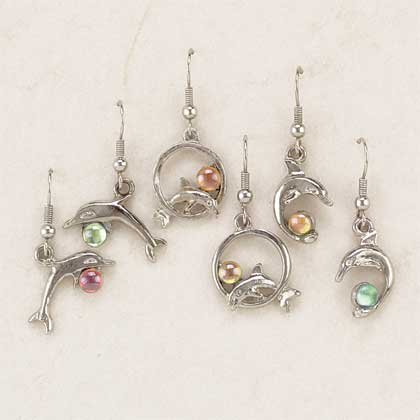 Silver-Plated Assorted Dolphin Earrings