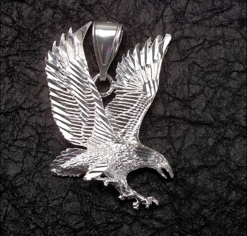 Sterling Silver Diamond-Cut Eagle Pendant