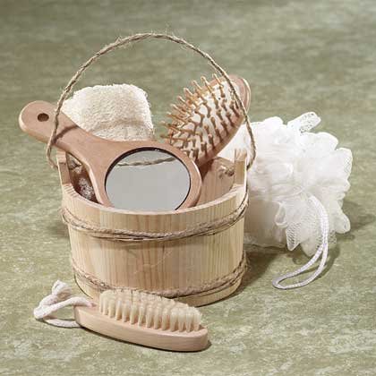 6-Piece Wood Bucket Bath Set