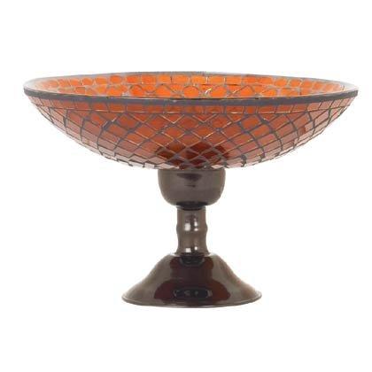 Amber Mosaic Glass Compote