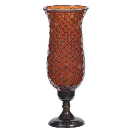 Tall Amber Mosaic Candleholder