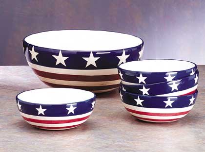 American Flag Salad Bowl Set