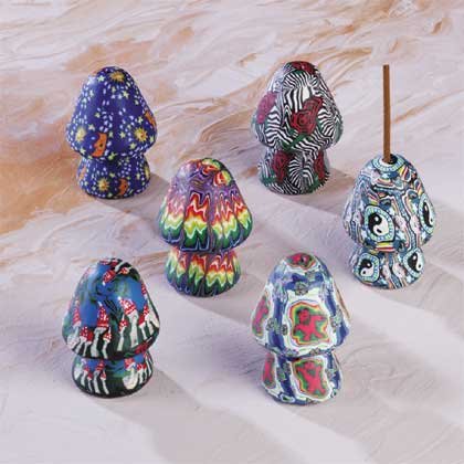 Assorted Fimo Incense Holders - Mushroom-Shaped