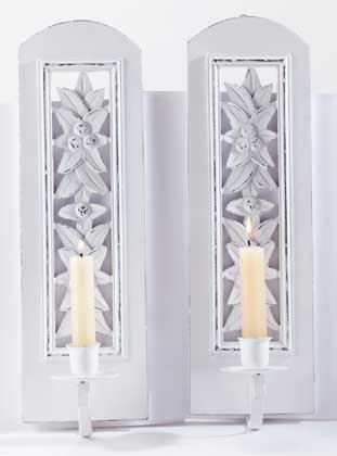 Wood Leaf and Berry Wall Sconces (Pair)