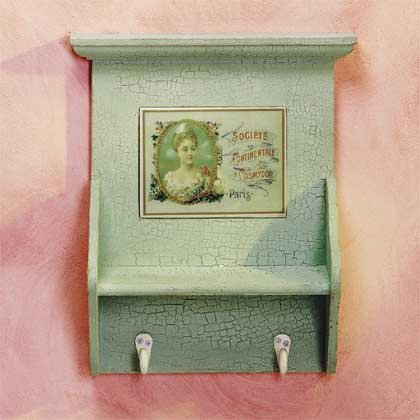 Crackle Finish Green Coat Hanger-Wall Shelf