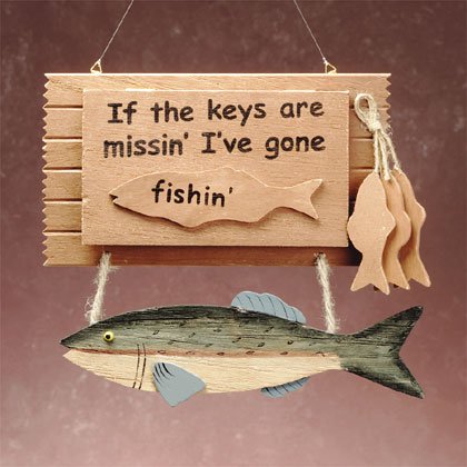 Wood "Gone Fishing" Key Box