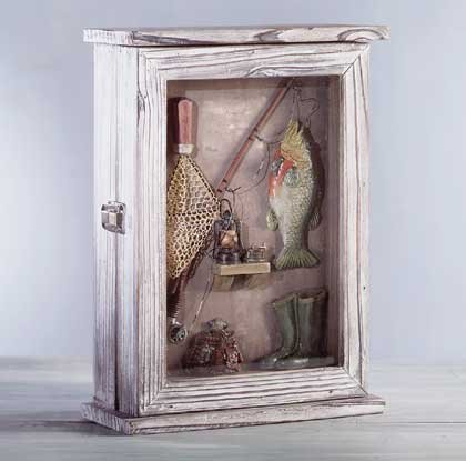 Wood Fishing Shadowbox Keyholder