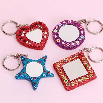 1-Dozen Mini Beaded Mirror Keychains