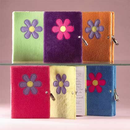 Plush Flower Diary-Lock & Key 6ct