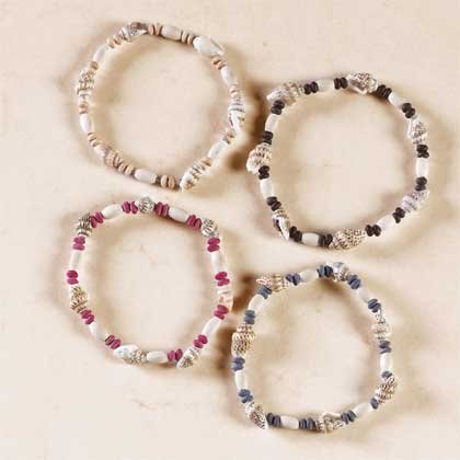 Shell and Wood Bead Bracelet