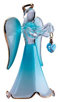 Glass Angel With March Birthstone