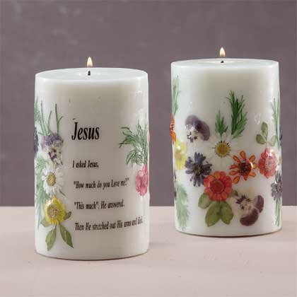Scented Candle - Jesus With Dried Flowers