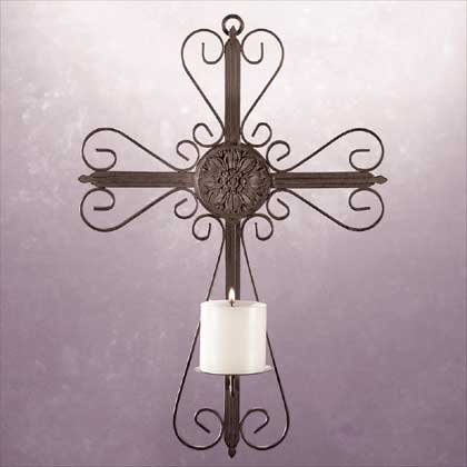 Metal Cross Wall Candleholder