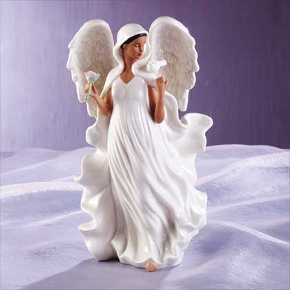 Porcelain Afro-American Angel With Dove