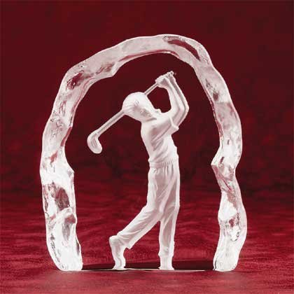 Clear Glass Carved Golfer