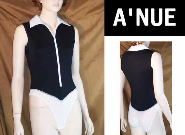 Bodysuit by A'Nue - Black wWhite - Sleeveless - Retail $89.99 - YOUR PRICE $19.99 - Small