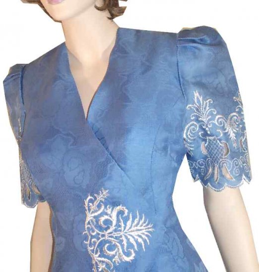 Vintage Couture Suit - Unworn 70s by IMAGES - Embroidered - Blue - Retail $360 - YOUR PRICE $49.99
