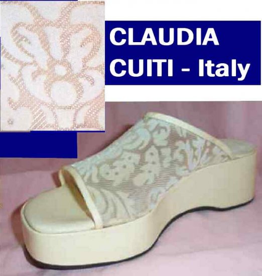 Victorian Velvet Slides Clogs - Claudia Ciuti Italy - Beige - Retail $130 - YOUR PRICE $14.99 - 9M