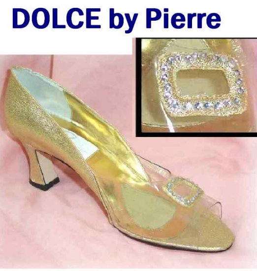 Vintage '60s Gold Lame wRhinestone Cinderella Pumps - UNWORN - USA-made - YOUR PRICE $18.99 - 6.5