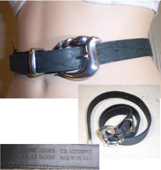 Ripple Cowhide Belt wFancy Chrome Buckle - Your Price $12.99 - Retail $148 - 28-39 in