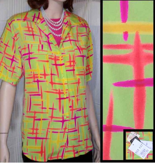 Ann May Electric 4-Color Silk Blouse - Your Price $19.99 - Retail $161 - sz 12