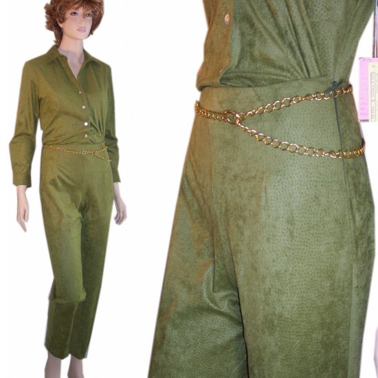 Sueded Pant Shirt Suit in Spicy Olive by K.A.T.E. - $19.99 - sz S