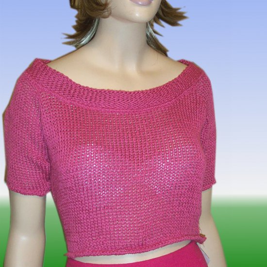 Nara Maglie Italian Crop Sweater * Sexy Wide Neck * x-large * $25.99 - Retail $159