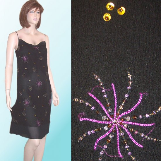 Silk Beaded Pinwheel Pattern Dress by Easel $24.99 - sz 6 * Retail $245