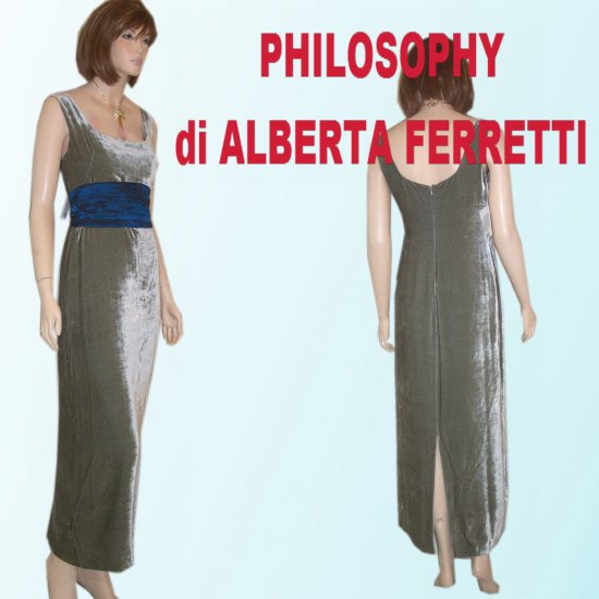 Philosophy di Alberta Ferretti * Silver-Gray Velvet Gown * sz 6 * $99 * Retail $630