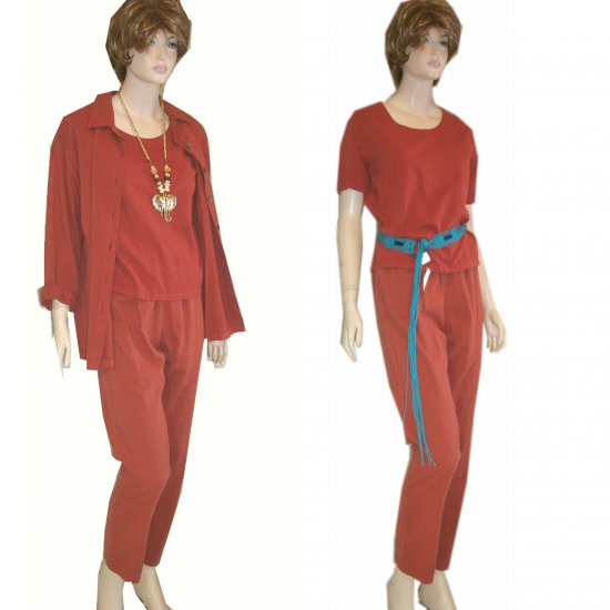 3-pc Natural Dye Pant Suit in Rust by Color Me Cotton * S-M * $17.99