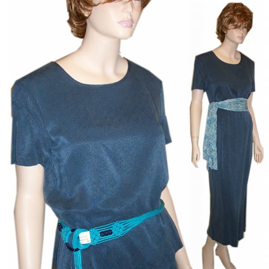CYNTHIA MAX * Lake Blue Tweed 2-pc Maxi Dress * sz S * YOUR PRICE $19.99 * Retail $140