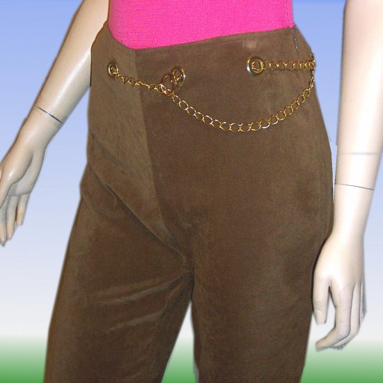 Sueded Hippy Pants wChain Belt by Work Order *YOUR PRICE $14.99 *Retail $120 * sz 10